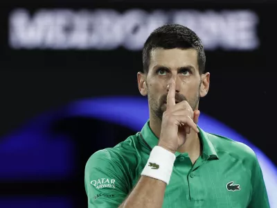 Tennis - Australian Open - Melbourne Park, Melbourne, Australia - January 24, 2026 Serbia's Novak Djokovic reacts during his third round match against Netherlands' Botic van de Zandschulp REUTERS/Tingshu Wang