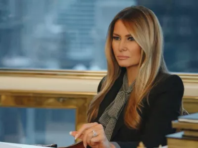 This image released by Amazon MGM Studios shows first lady Melania Trump in a scene from the film "Melania." (Amazon MGM Studios via AP)