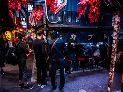 Tokyo, Japan - November 4, 2017: Edit color tone, Famous steet alley delicious street food in Tokyo Japan at Omoide Yokocho, Shinjuku
