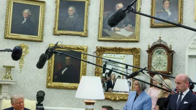 FILE PHOTO: U.S. Vice President JD Vance, U.S. White House Chief of Staff Susie Wiles, and U.S. White House deputy chief of staff Stephen Miller listen as U.S. President Donald Trump speaks during a meeting with Canadian Prime Minister Mark Carney (not pictured) in the Oval Office at the White House in Washington, D.C., U.S., May 6, 2025. REUTERS/Leah Millis/File Photo