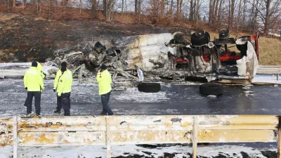 Slovenska Bistrica - Avtocesta - Promet - Prometne nesreče - Nesreča cisterne in kombija na avtocesti - zagorela cisterna in kombi - gasilci - Gasilci - Nesreče - Avtor: Sašo Bizjak