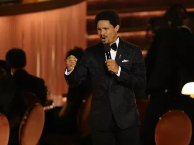 Show host Trevor Noah speaks during the 68th Annual Grammy Awards in Los Angeles, California, U.S., February 1, 2026. REUTERS/Daniel Cole