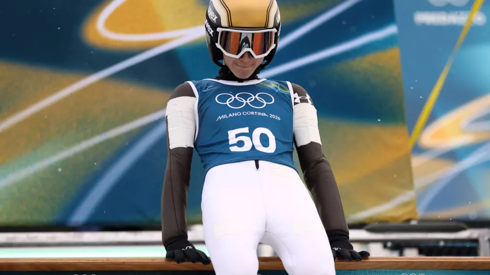 Milano Cortina 2026 Olympics - Ski Jumping - Women's Normal Hill - Official Training - Predazzo Ski Jumping Stadium, Predazzo, Italy - February 06, 2026. Nika Prevc of Slovenia during official training REUTERS/Kacper Pempel