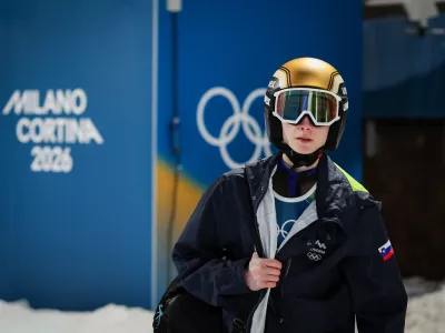 Italija, Predazzu.Zimske olimpijske igre 2026.Trening slovenskih smucarskih skakalcev.Smucarska skakalka Nika Prevc.