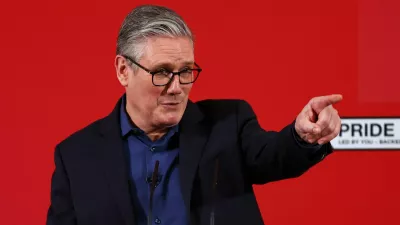 British Prime Minister Keir Starmer delivers a speech at Horntye Park Sports Complex in St Leonards, Britain, February 05, 2026. Peter Nicholls/Pool via REUTERS