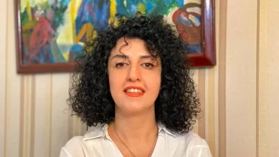 FILE PHOTO: Iranian human rights activist and the vice president of the Defenders of Human Rights Center (DHRC) Narges Mohammadi poses in this undated handout picture. Mohammadi family archive photos/Handout via REUTERS/File Photo