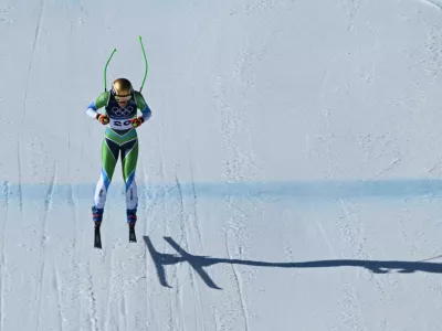 Milano Cortina 2026 Olympics - Alpine Skiing - Women's Downhill - Tofane Alpine Skiing Centre, Belluno, Italy - February 08, 2026. Ilka Stuhec of Slovenia in action during the women's downhill REUTERS/Annegret Hilse