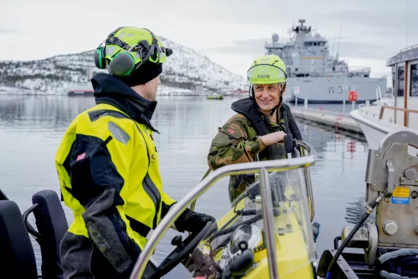 Chief of Defense Eirik Kristoffersen stands aboard of a vessel, in connection with the military exercise Nordic Response, Alta, Norway, March 8, 2024. NTB/Heiko Junge via REUTERS  ATTENTION EDITORS - THIS IMAGE WAS PROVIDED BY A THIRD PARTY. NORWAY OUT. NO COMMERCIAL OR EDITORIAL SALES IN NORWAY.