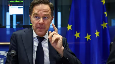 NATO Secretary General Mark Rutte gestures as he arrives to address the foreign affairs committee at the European Parliament in Brussels, Belgium, January 26, 2026. REUTERS/Yves Herman