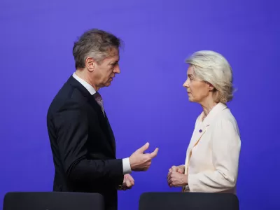 Belgija, grad Alden Biesen.Neformalno srecanje voditeljev clanic Evropskega sveta.Predsednik vlade Robert Golob s predsednico Evropske komisije Ursulo von der Leyen.