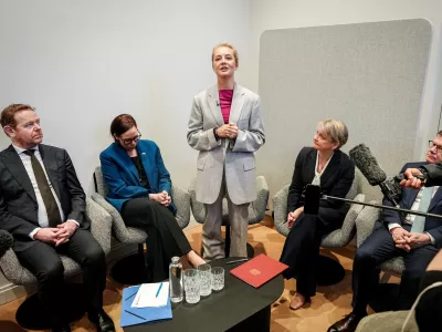 Yulia Navalnaya, human rights activist and wife of Russian opposition leader Alexei Navalny, gives a press statement on the death and circumstances of her husband's death on the sidelines of the Munich Security Conference in Munich, Germany, Saturday Feb. 14, 2026. (Kay Nietfeld/dpa via AP)