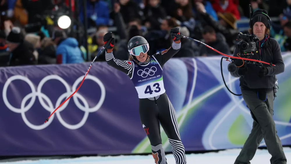 Italija, Cortina d'Ampezzo.Zimske olimpijske igre 2026.Alpsko smucanje, zenski superveleslalom.Mehiska smucarka Sarah Schleper.