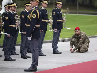 Slovenska vojskaslovenska policijaorkesterprotokol13.10.2025 - Uradni obisk generalnega sekretarja zveze NATOFOTO: Nik Erik Neubauer