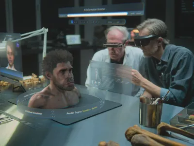 Simbolična slika raziskovanja neandertalcev s tehnologijo bodočnosti. / Foto: Istock