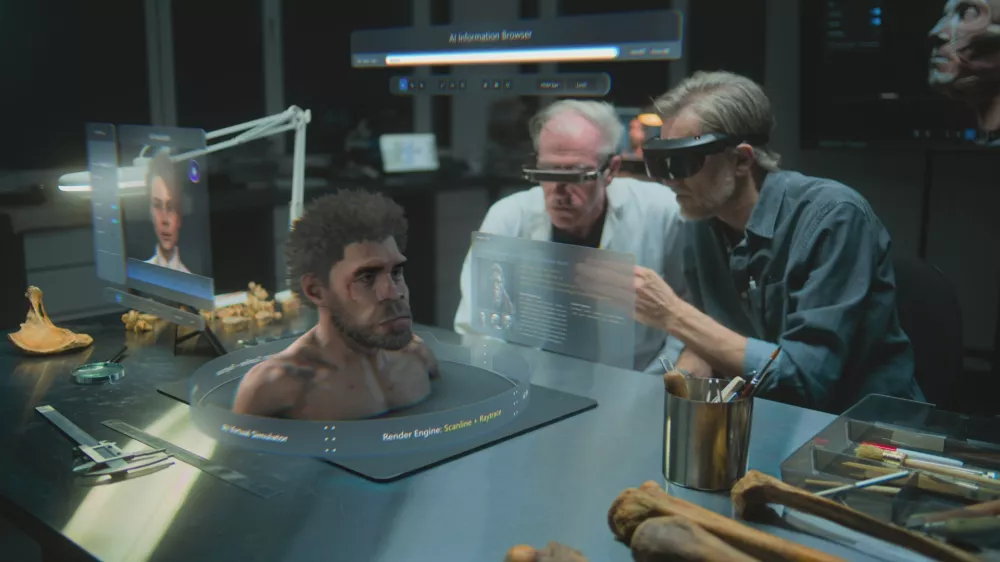 Simbolična slika raziskovanja neandertalcev s tehnologijo bodočnosti. / Foto: Istock