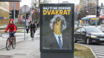 - Predvolilni plakat SDS na Celovški cesti v Ljubljani,- Geslo: Naj ti ne zdrsne dvakrat,- 10.02.2026. - Državnozborske volitve 2026.//FOTO: Bojan Velikonja