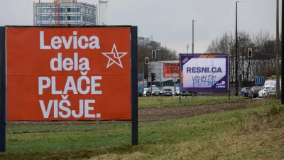 Levica in Resnica13.2.2026 - Predvolilni plakat - politično oglaševanje - Jumbo plakat - politični plakatFoto: Luka Cjuha