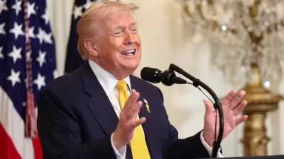U.S. President Donald Trump speaks during a Black History Month reception at the White House in Washington, D.C., U.S., February 18, 2026. REUTERS/Kevin Lamarque