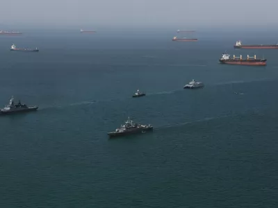 This image provided Thursday Feb. 19, 2026 by the Iranian military and dand dated Wednesday, Feb. 18, 2025, shows navy ships conducting operations during a join drill by Iranian and Russian forces in the Indian Ocean.(Masoud Nazari Mehrabi/Iranian Army via AP)