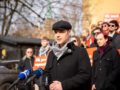 Ljubljana, Dvorana Tabor.Predstavitev kampanje stranke Mi, socialisti! in kandidatne liste za drzavnozborske volitve.Predsednik stranke Mi, socialisti! Miha Kordis.