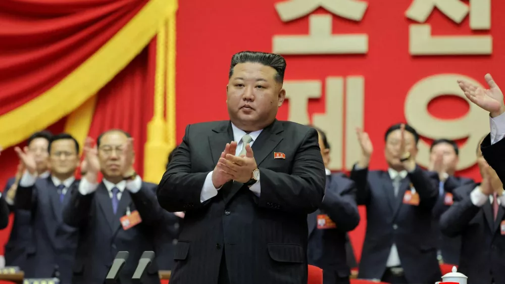 North Korean leader Kim Jong Un applauds as he attends the Ninth Congress of the Workers' Party of Korea (WPK) where he was re-elected as general secretary, in Pyongyang, North Korea, February 22, 2026, in this picture released February 23, 2026 by North Korea's official Korean Central News Agency. KCNA via REUTERS ATTENTION EDITORS - THIS IMAGE WAS PROVIDED BY A THIRD PARTY. REUTERS IS UNABLE TO INDEPENDENTLY VERIFY THIS IMAGE. NO THIRD PARTY SALES. SOUTH KOREA OUT. NO COMMERCIAL OR EDITORIAL SALES IN SOUTH KOREA.   TPX IMAGES OF THE DAY