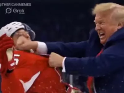 Donald Trump se je na zmago ZDA nad Kanado na olimpijskih igrah odzval z videom.