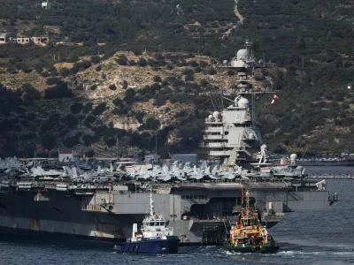USS Gerald R. Ford aircraft carrier arrives at Souda Bay on the island of Crete, Greece, February 23, 2026. REUTERS/Stelios Misinas