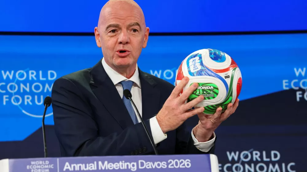 FIFA President Gianni Infantino attends the 56th annual World Economic Forum (WEF) meeting in Davos, Switzerland, January 22, 2026. REUTERS/Denis Balibouse