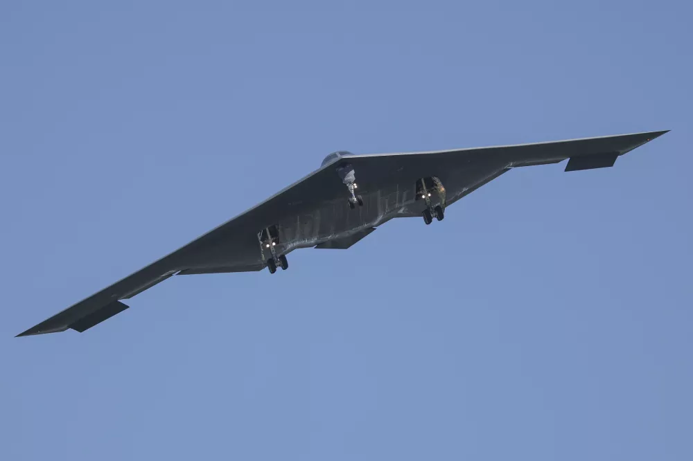 A B-2 bomber arrives at Whiteman Air Force Base Mo., Sunday, June 22, 2025. (AP Photo/David Smith)