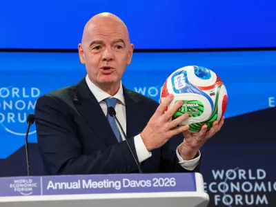 FIFA President Gianni Infantino attends the 56th annual World Economic Forum (WEF) meeting in Davos, Switzerland, January 22, 2026. REUTERS/Denis Balibouse