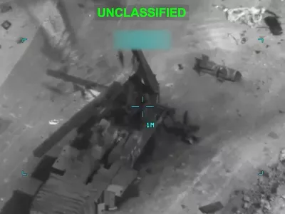 Military equipment targeted at an unknown location, which, according to the U.S. Central Command (CENTCOM), shows the U.S. strikes conducted as part of Operation Epic Fury, an attack by the United States and Israel on Iran, in this screengrab obtained from a handout video released on March 2, 2026. US CENTCOM via X/Handout via REUTERS  THIS IMAGE HAS BEEN SUPPLIED BY A THIRD PARTY. MANDATORY CREDIT. TEXT OVERLAY AND BLURRING FROM SOURCE. Verification lines: Reuters was not able to independently verify the location and the date when the video was filmed. No older version of the video was found posted online before Monday (March 2)