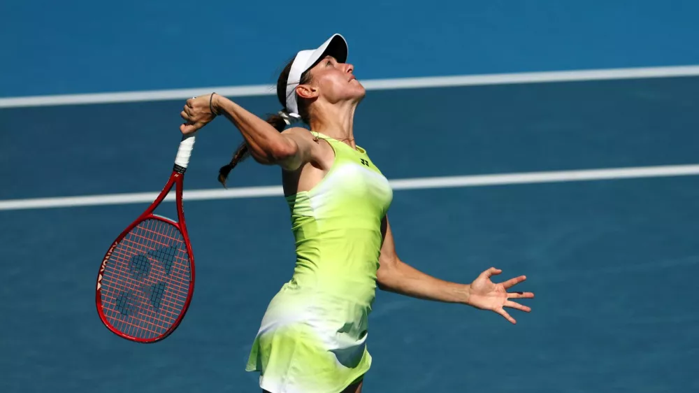 Tennis - Australian Open - Melbourne Park, Melbourne, Australia - January 20, 2026 Slovenia's Kaja Juvan in action during her first round match against Kazakhstan's Elena Rybakina REUTERS/Edgar Su