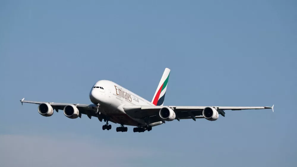 An Emirates plane with German tourists evacuated from the Middle East arrives from Dubai, at the airport in Frankfurt, Germany, March 3, 2026. REUTERS/Kai Pfaffenbach