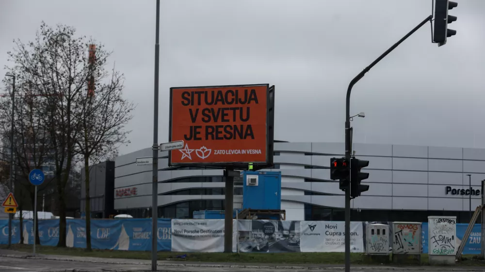 Levica13.2.2026 - Predvolilni plakat - politično ogla&scaron;evanje - Jumbo plakat - politični plakatFoto: Luka Cjuha / Foto: Luka Cjuha