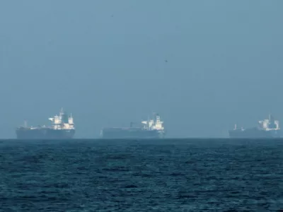 FILE PHOTO: Tankers are seen off the coast of the Fujairah, as Iran vows to close the Strait of Hormuz, amid the U.S.-Israel conflict with Iran, in Fujairah, United Arab Emirates, March 3, 2026. REUTERS/Amr Alfiky/File Photo