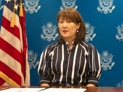 Acting Chief of Protocol Asel Roberts joins Secretary of State Antony J. Blinken, as he delivers virtual remarks to the diplomatic corps, from the U.S. Department of State in Washington, D.C. on July 14, 2021. Copyright: xpiemagsx deptofstpie23052022-30827 ACHTUNG AUFNAHMEDATUM GESCH?TZTNo Use Switzerland. No Use Germany. No Use Japan. No Use Austria