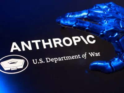 FILE PHOTO: U.S. Department of War and Anthropic logos are seen in this illustration taken March 1, 2026. REUTERS/Dado Ruvic/Illustration/File Photo
