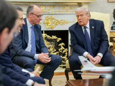 U.S. President Donald Trump and German Chancellor Friedrich Merz meet in the Oval Office at the White House in Washington, D.C., U.S., March 3, 2026. REUTERS/Jonathan Ernst