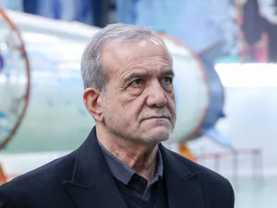 FILED - 02 February 2025, Iran, Tehran: Iranian President Masoud Pezeshkian visits an exhibition that showcases the defense ministry's latest advancements in defense and space in Tehran. Photo: Iranian Presidency/dpa - ATTENTION: editorial use only and only if the credit mentioned above is referenced in full