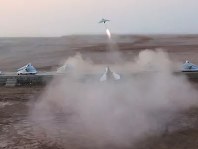 December 5, 2025, Strait Of Hormuz, Persian Gulf, Iran: An Islamic Revolutionary Guard Corps (IRGC) missile launches during a military drill off Iran&acirc;&euro;&trade;s southern coast. The IRGC Navy has launched a two-day exercise spanning the Persian Gulf, the Strait of Hormuz, and the Sea of Oman, showcasing its operational capabilities, including newly deployed domestically produced air-defense systems as well as missile and drone units. (Credit Image: &copy; Sepahnews via ZUMA Press Wire)