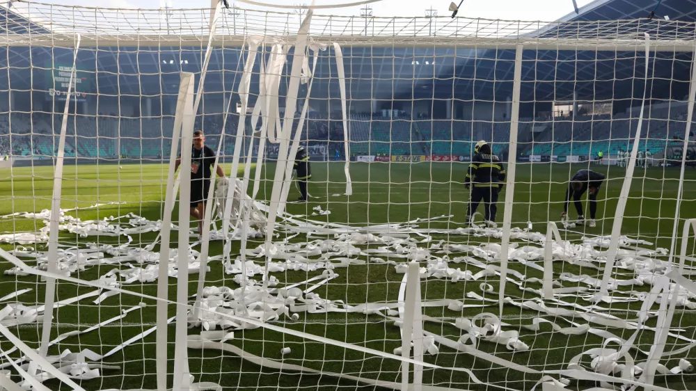 - Green Dragons, prekinitev tekme,- 08.03.2026. 1. liga Telemach v nogometu. NK Olimpija - NK Maribor, derbi.//FOTO: Bojan Velikonja