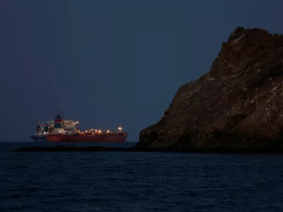 The Callisto tanker sits anchored as the traffic is down in the Strait of Hormuz, amid the U.S.-Israeli conflict with Iran, in Muscat, Oman, March 10, 2026. REUTERS/Benoit Tessier