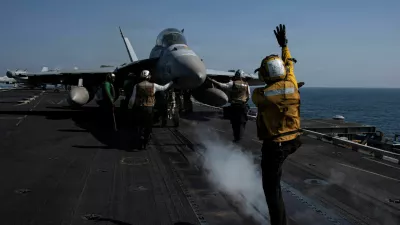 An EA-18G Growler prepares to launch from the flight deck of the U.S. Navy Nimitz-class aircraft carrier USS Abraham Lincoln in support of the Operation Epic Fury attack on Iran from an undisclosed location March 7, 2026. U.S. Navy/Handout via REUTERS  THIS IMAGE HAS BEEN SUPPLIED BY A THIRD PARTY