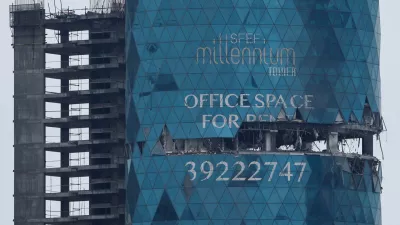 A building damaged in a reported Iranian drone strike, amid the U.S.-Israeli conflict with Iran, in Seef, Manama, Bahrain, March 10, 2026. REUTERS/Stringer   TPX IMAGES OF THE DAY