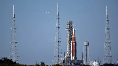 FILE PHOTO: The Space Launch System (SLS), with the Orion crew capsule, stands at launch complex 39B during the Wet Dress Rehearsal, a full-scale countdown and propellant load, for the Artemis II mission to the Moon at Kennedy Space Center in Cape Canaveral, Florida, U.S., February 2, 2026. REUTERS/Steve Nesius/File Photo