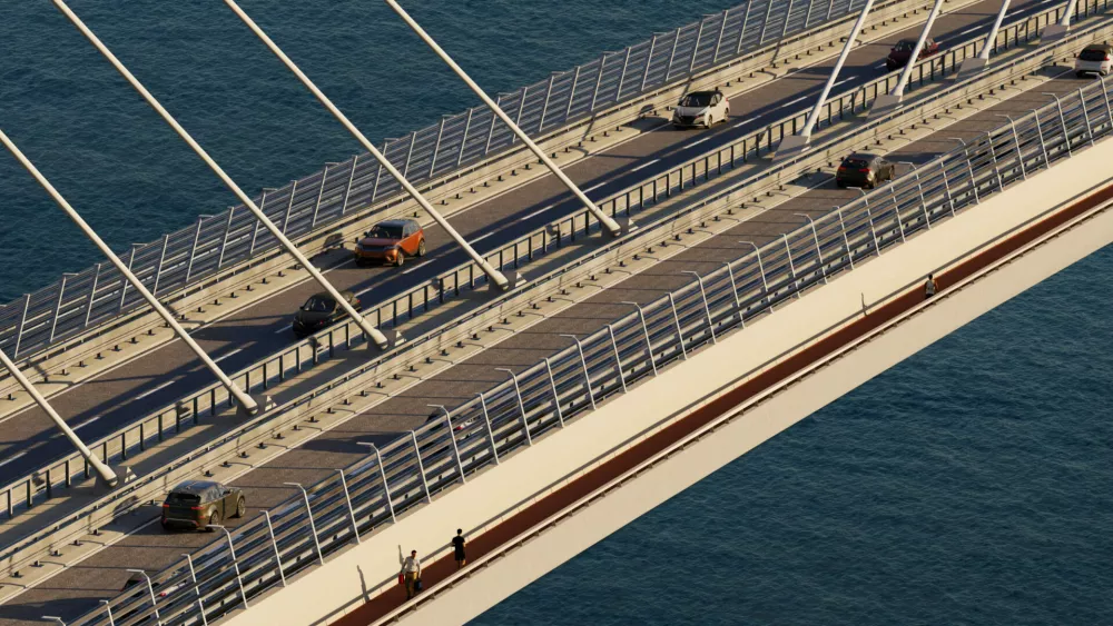 Načrtovan most čez Ka&scaron;telski zaliv v Spliti, ki ga bo projektiral slovenski inženir Marjan Pipenbaher.Render: Pipenbaher inženirji/3LHD Arhitekti