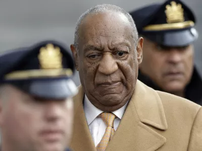 Bill Cosby leaves his sexual assault trial for the day, Thursday, April 12, 2018, at the Montgomery County Courthouse in Norristown, Pa. (AP Photo/Matt Slocum)