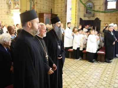 pravoslavni zagreb&scaron;ko - ljubljanski &scaron;kof metropolit Porfirije Perič- 26.08.2018 - Vojnik - zlata ma&scaron;a celjskega &scaron;kofa Stanislava Lipov&scaron;ka za njegovih 50 let duhovni&scaron;tva in obhajanje Jernejeve nedelje  //FOTO: Bojan Velikonja