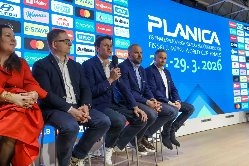 Peter Prevc18.3.2026 - Anovinarska konferenca, na kateri bodo člani organizacijskega komiteja Planica predstavili vse podrobnosti organizacije leto&scaron;njega finala svetovnega pokala.Foto: Luka Cjuha