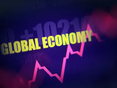 Rising stock graph and the words "Global Economy" are seen in this illustration taken March 23, 2026. REUTERS/Dado Ruvic/Illustration / Foto: Dado Ruvic